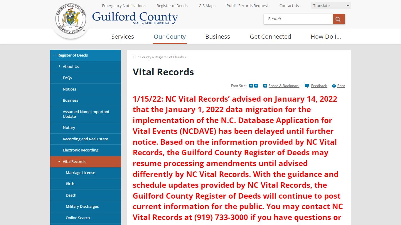 Vital Records | Guilford County, NC